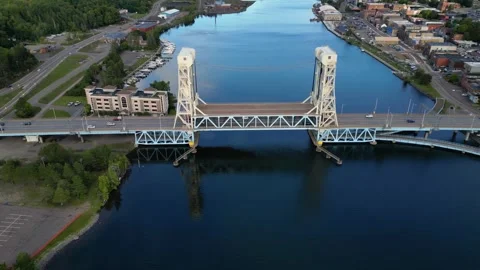 Portage Lake Lift Bridge Stock Footage 256055053