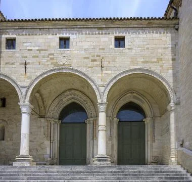 Portal of the Cathedral di San Leopardo Osimo Province of Ancona Italy Europe Stock Photos