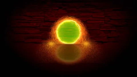 Portal fire effect on Green Screen background Stock Footage 229474017
