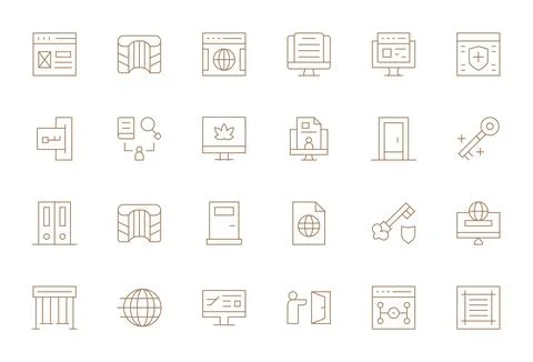 Portal including 24 High Resolution Thin Line Vector Illustrations Illustrazione stock