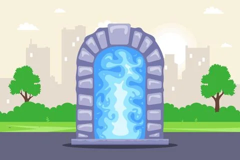 Portal magic. Door to another dimension. Stock Illustration