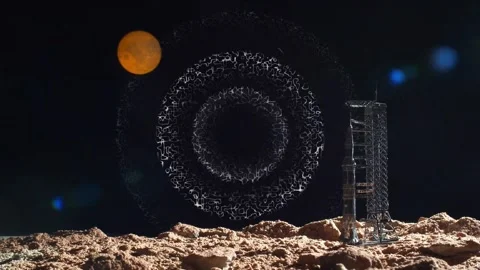 Portal Opens Beside Rocket on Mars Stock Footage 325328953