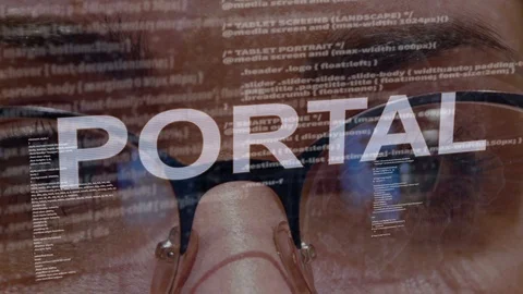 Portal text on female software developer Stock Footage 107660969