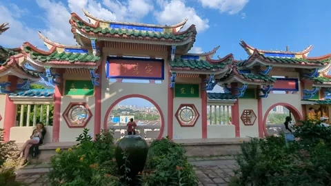 Portal of Tranquility: Captivating Temple Gate and Beyond Stock-Footage 248962638