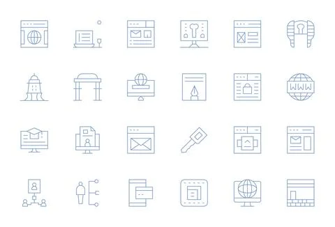 Portal Vector Icon Set with 24 Thin Line Retina Ready Detail Enhanced Graphic Illustrazione stock