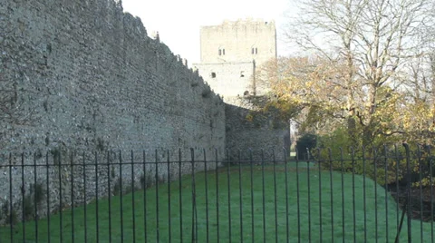 Portchester medieval Castle Stock Footage 33445902