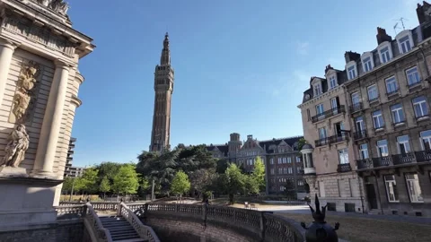 Porte de Paris historic gate in Lille France 스톡 동영상 344446062