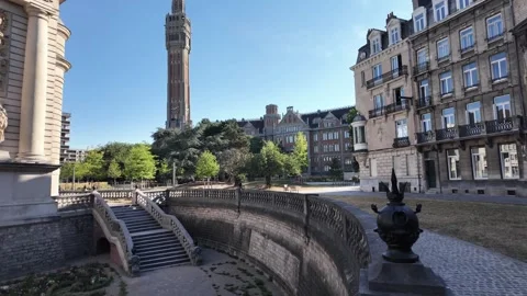 Porte de Paris historic gate in Lille France 스톡 동영상 344446064