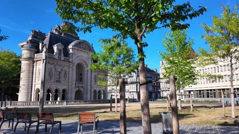 Porte de Paris historic gate in Lille France 스톡 동영상 344446254
