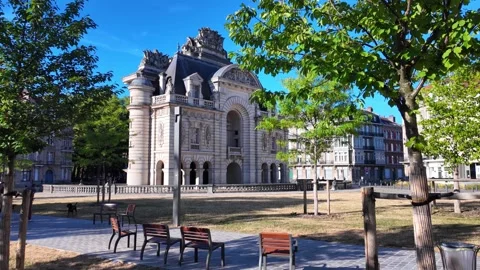 Porte de Paris historic gate in Lille France 스톡 동영상 344446267