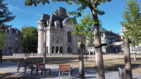 Porte de Paris historic gate in Lille France 스톡 동영상 344446294