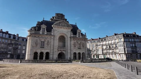 Porte de Paris historic gate in Lille France 스톡 동영상 344446374