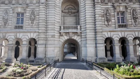 Porte de Paris historic gate in Lille France 스톡 동영상 344446418