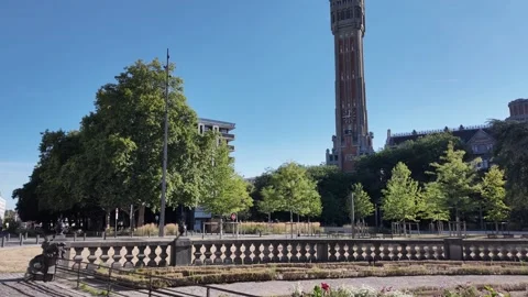 Porte de Paris historic gate in Lille France 스톡 동영상 344446496