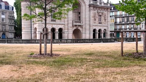 Porte de Paris historic gate in Lille France 스톡 동영상 344446615