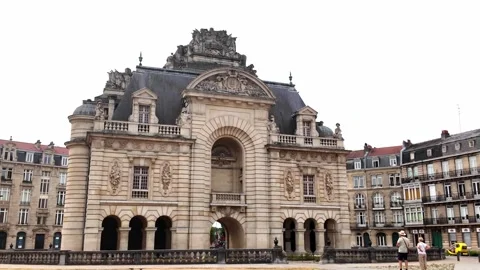 Porte de Paris historic gate in Lille France 스톡 동영상 344446722