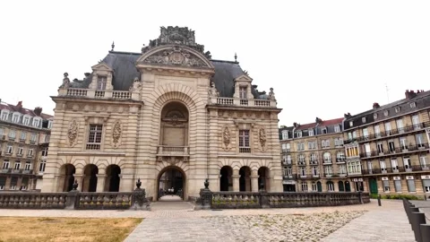 Porte de Paris historic gate in Lille France 스톡 동영상 344446743