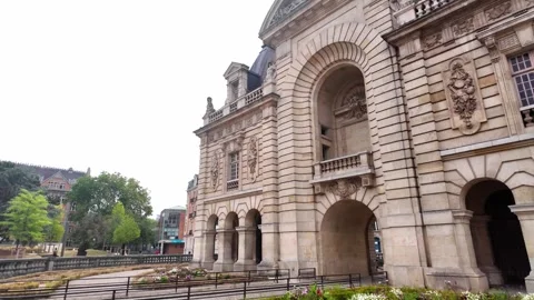Porte de Paris historic gate in Lille France 스톡 동영상 344446783