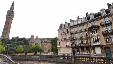 Porte de Paris historic gate in Lille France 스톡 동영상 344446843