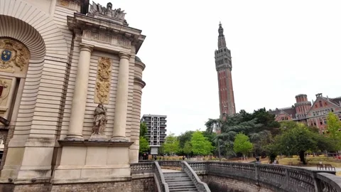 Porte de Paris historic gate in Lille France 스톡 동영상 344446844