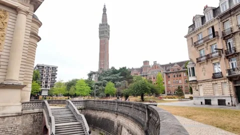 Porte de Paris historic gate in Lille France 스톡 동영상 344446866