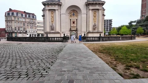 Porte de Paris historic gate in Lille France 스톡 동영상 344446868
