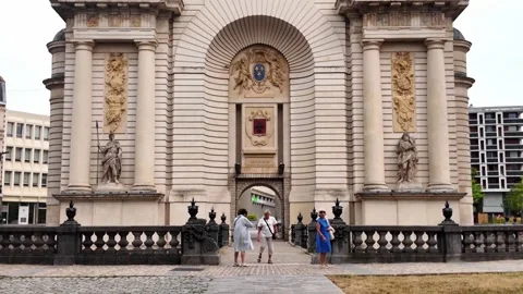 Porte de Paris historic gate in Lille France 스톡 동영상 344446891