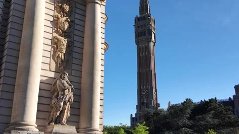 Porte de Paris historic gate in Lille France 스톡 동영상 344447071