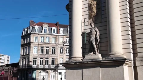 Porte de Paris historic gate in Lille France 스톡 동영상 344447082