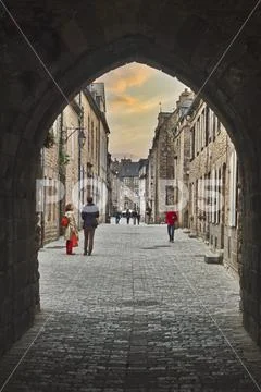 Porte de Saint-Malo, Dinan, Brittany, France Stock Photos