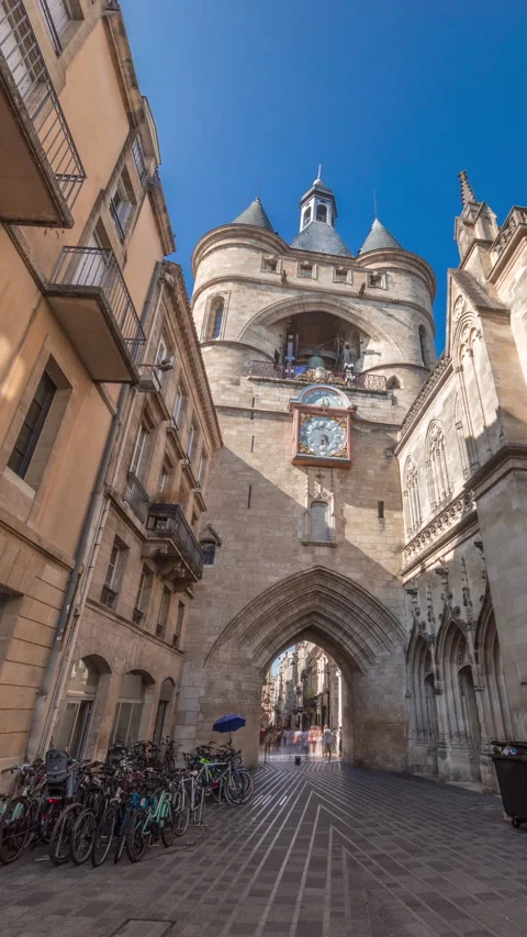 Porte Saint Eloi or Grosse Cloche medieval gothic gate timelapse Stock Footage 321890718