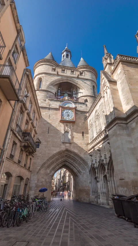 Porte Saint Eloi timelapse hyperlapse or Grosse Cloche, a medieval gothic gate Stock Footage 316794582