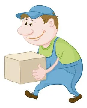 Porter carries a box Stock Illustration