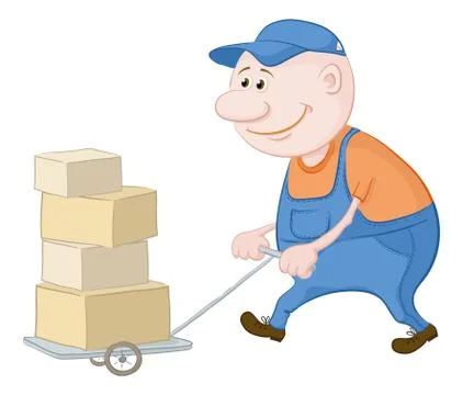 Porter driven truck with boxes Stock Illustration