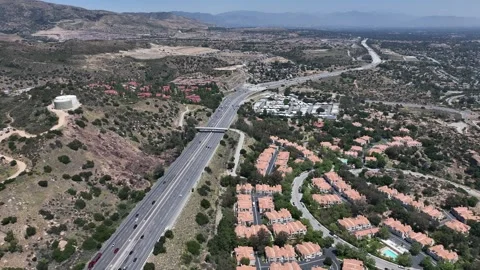 Porter Ranch Rural Development LA CA Drone Aerial View Stock-Footage 335351615