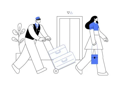 Porter service abstract concept vector illustration. Stock Illustration