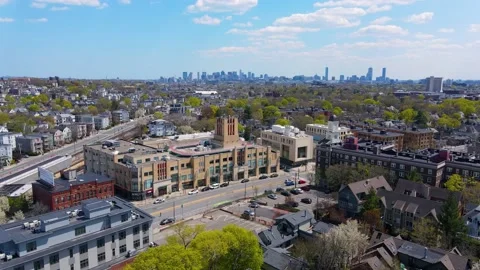 Porter Square aerial view, Cambridge, MA, USA Video stock 214603053