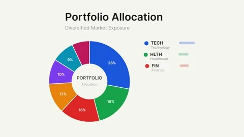 Portfolio Allocation Animated Pie Chart for Business Finance Presentation Vidéo 334161606