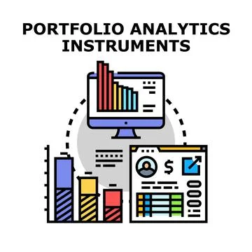 Portfolio analytics instruments for financial management and investment Stock Illustration