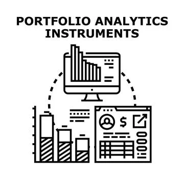 Portfolio analytics instruments for financial management and investment Stock Illustration