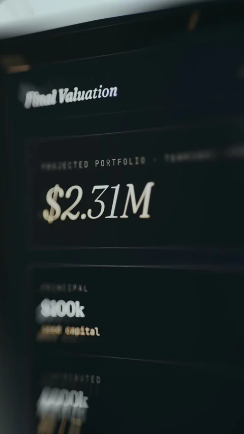 Portfolio analytics screen displaying estimated future value Stock Footage 335494139
