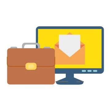 Portfolio briefcase with computer and email Stock-Illustration