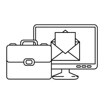 Portfolio briefcase with computer and email Stock-Illustration