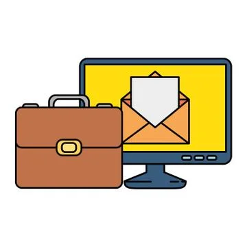 Portfolio briefcase with computer and email Stock-Illustration