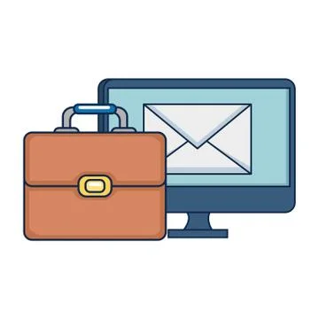 Portfolio briefcase with computer and email Stock-Illustration