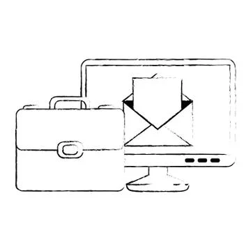 Portfolio briefcase with computer and email Stock-Illustration
