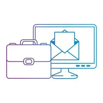 Portfolio briefcase with computer and email Stock-Illustration