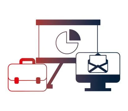 Portfolio briefcase with paperboard and computer Stock-Illustration