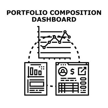 Portfolio composition dashboard analyzing investment strategy performance Ilustração Stock