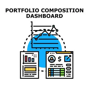 Portfolio composition dashboard analyzing investment strategy performance Stock Illustration
